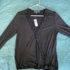 Anthropologie ruffle trim blouse